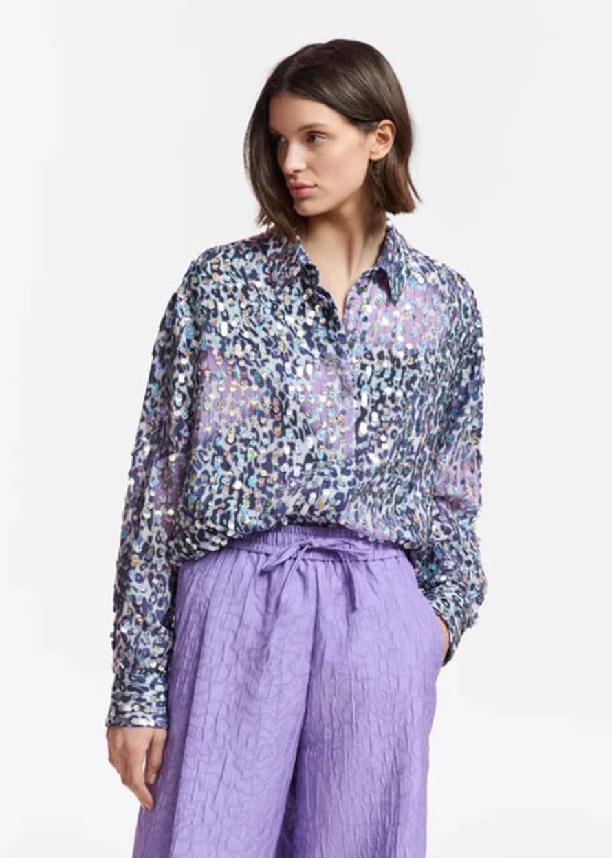 Essentiel Antwerp Gunshot All Over Sequin Shirt - Cloud Nine