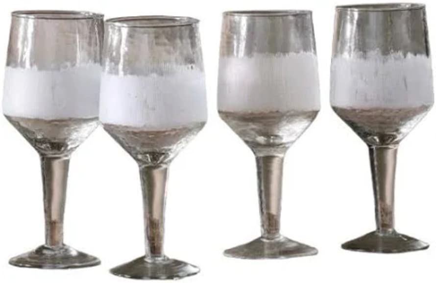Nkuku Set of 4 Anara Etched Wine Glasses