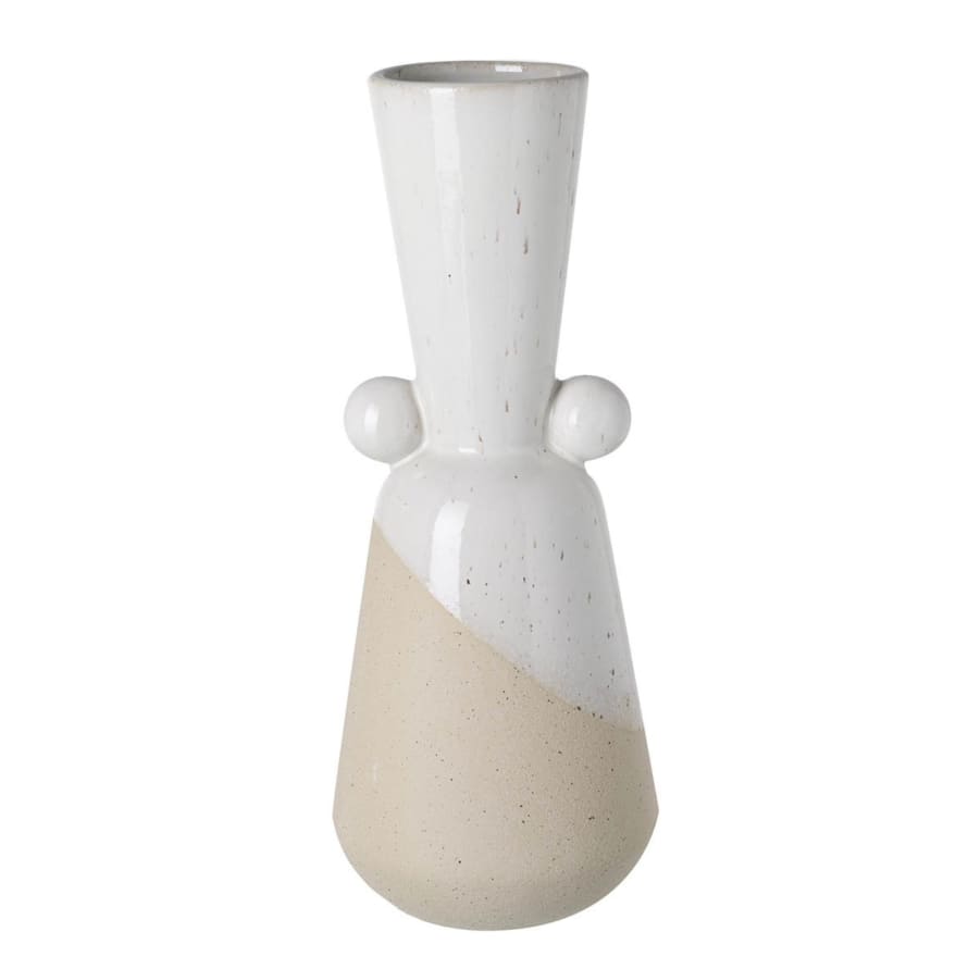 Parlane White and Sand Ceramic Christiano Vase