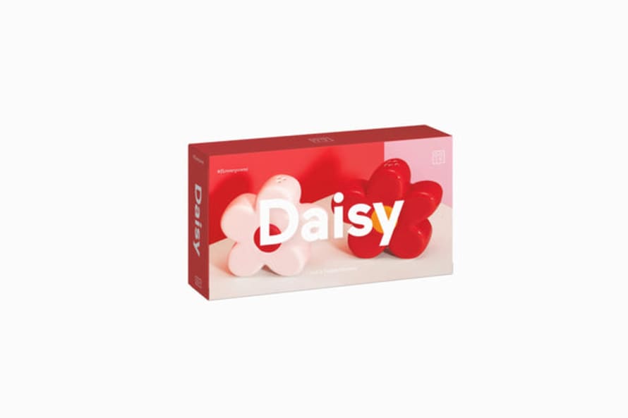 DOIY Design Daisy Red Pink Salt & Pepper Set