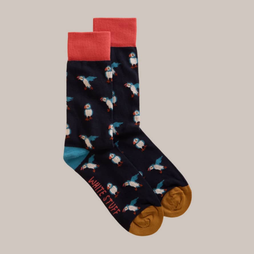 White Stuff Puffin Ankle Socks - Black Multi