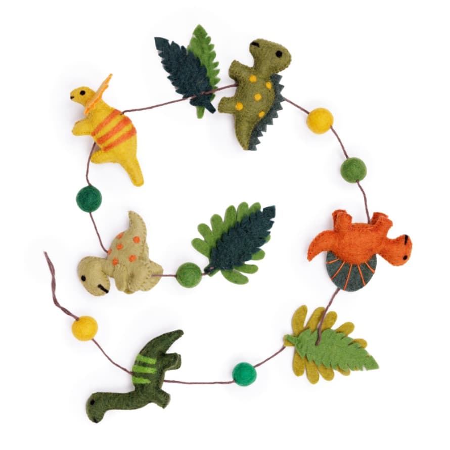 Sjaal met Verhaal Wool Felt Garland-  Dino