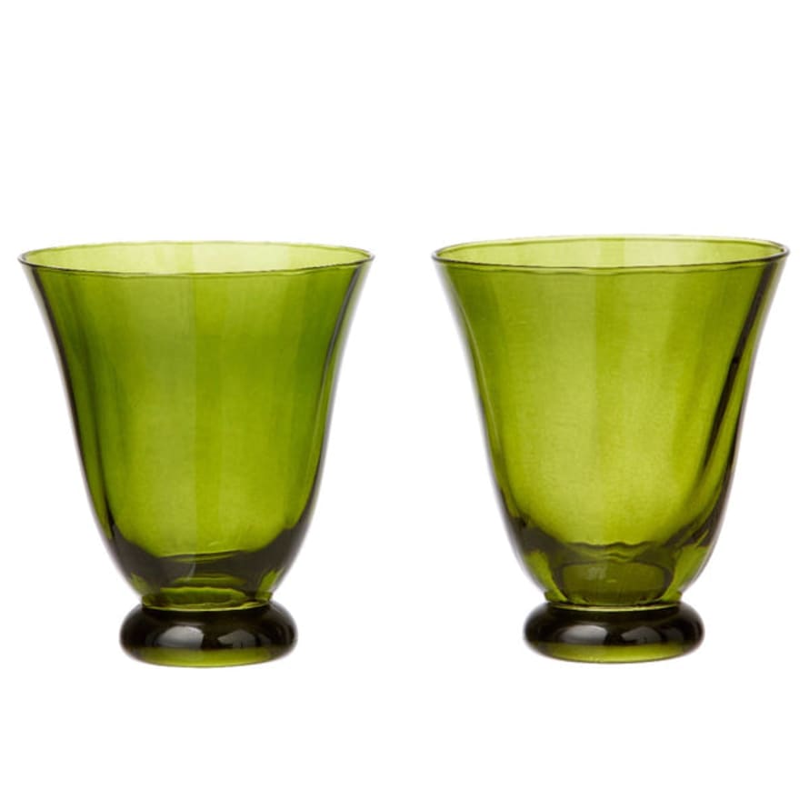 Bungalow DK Pair Mouthblown Water Glass - Seaweed