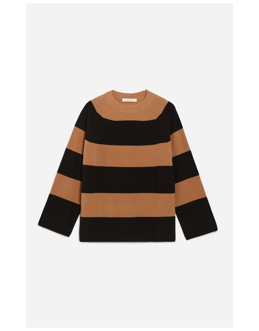 Vanessa Bruno Vanessa Bruno Dania Wide Stripe Merino Jumper Col: 145 Cannelle/noir,