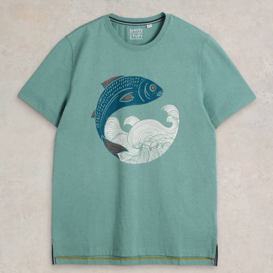 White Stuff Gone Fishing Graphic Tee - Blue Print