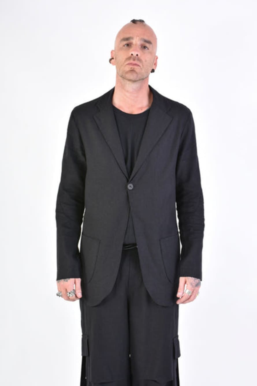 La Haine Inside Us 3m Lm099 Linen/Viscose Regular Fit Blazer Black