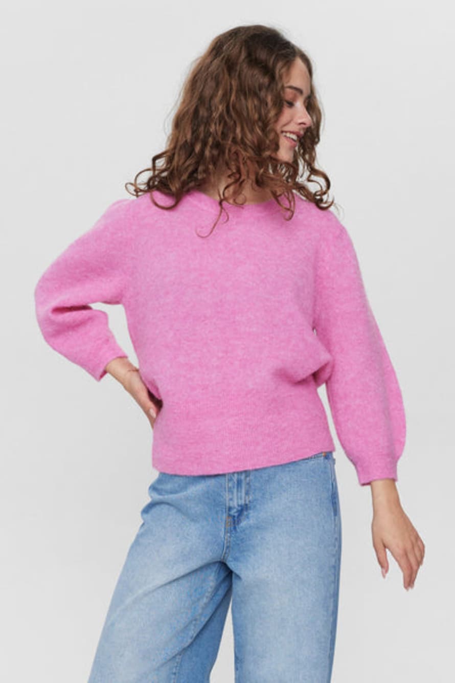 Numph Rietta Pullover In Fuchsia Pink