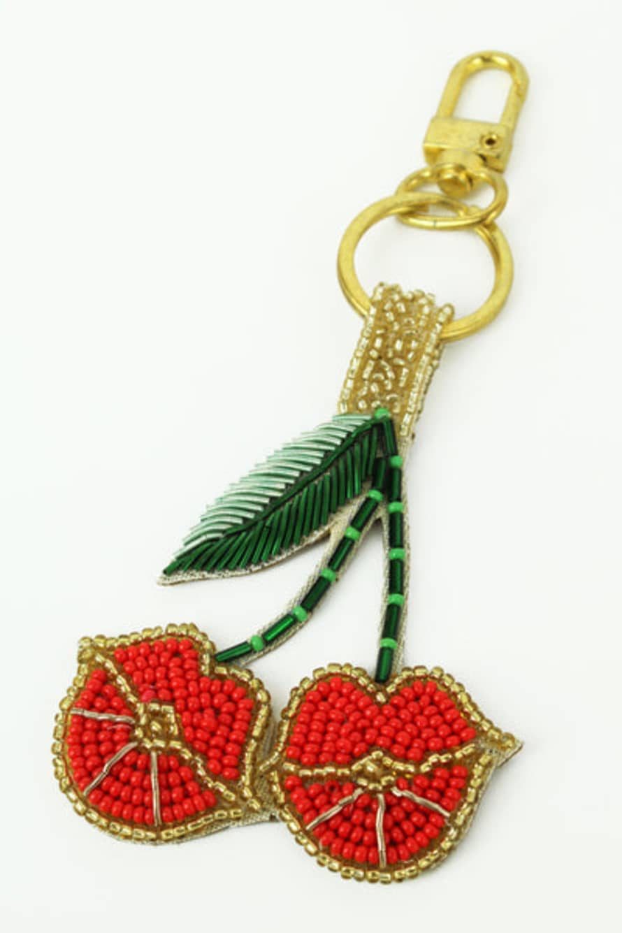 My Doris Cherry Kiss Kiss Beaded Keyring