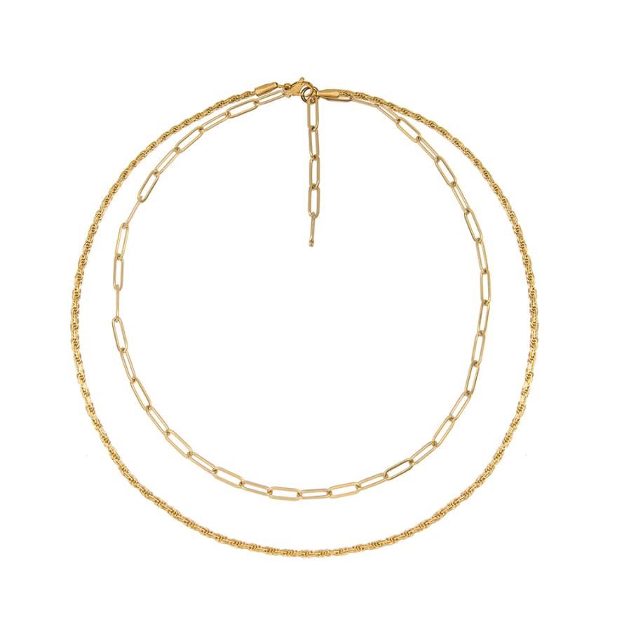 A Weathered Penny  Gold Plated Layered Chain Necklace