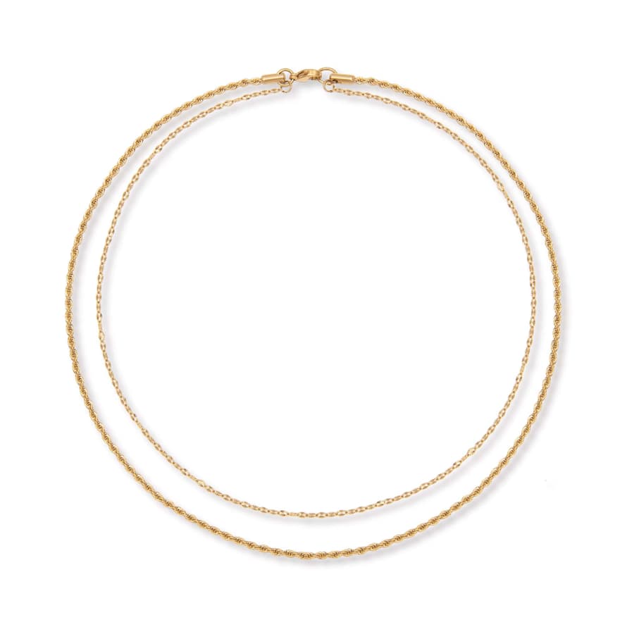 A Weathered Penny  Gold Plated Contrast Layered Necklace