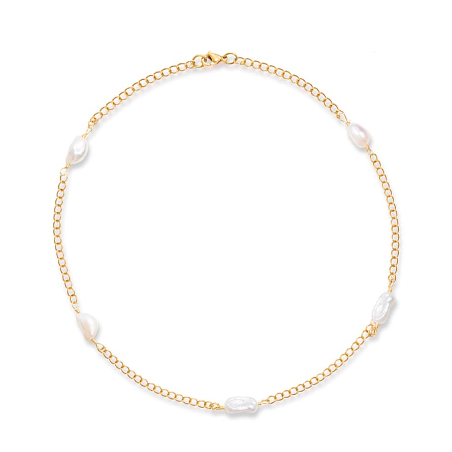 A Weathered Penny  Gold Plated Pearl Necklace