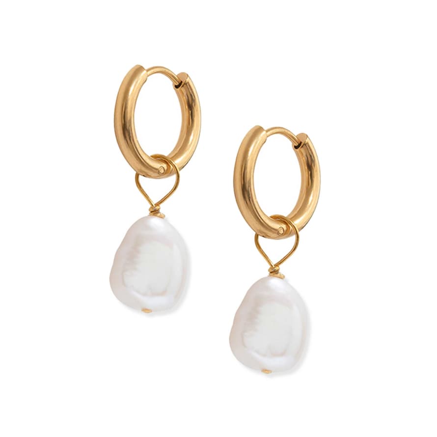 A Weathered Penny  Gold Plated Pearl Hoops