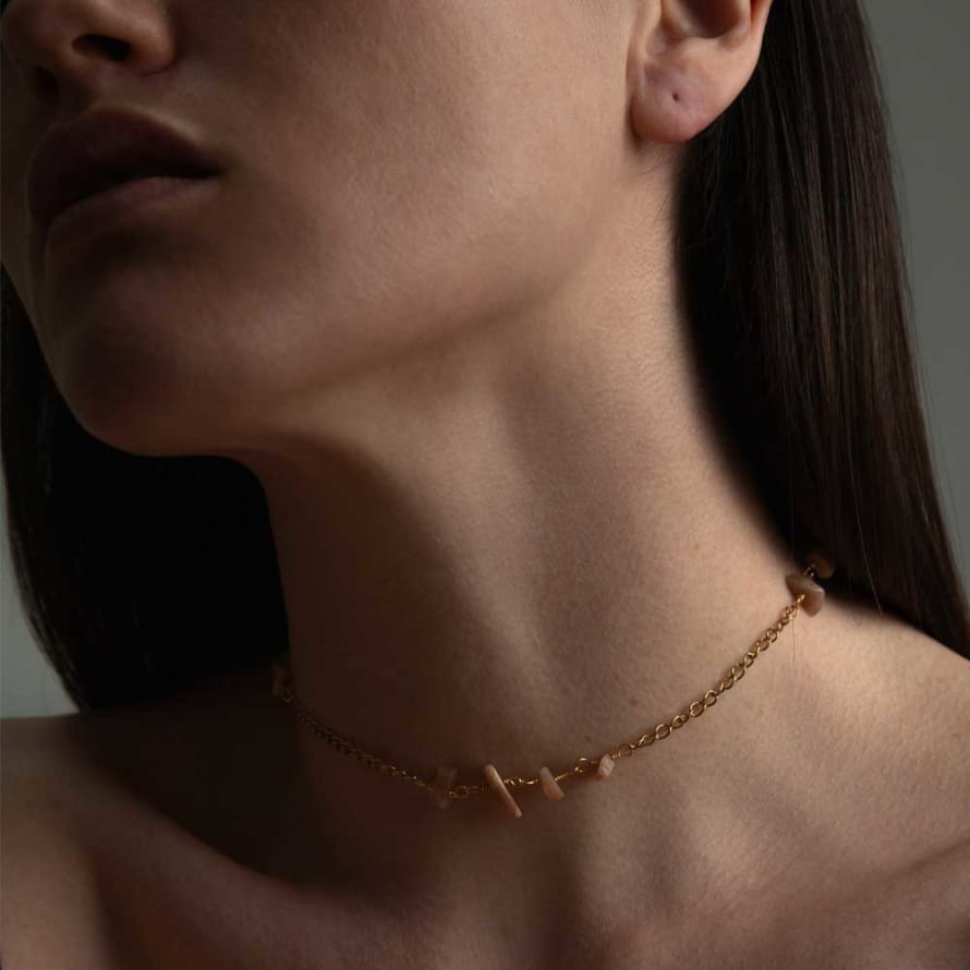 A Weathered Penny  Gold Plated Sunstone Necklace