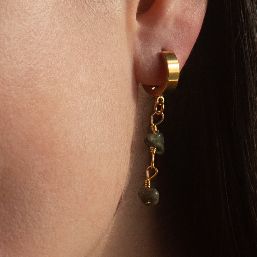 A Weathered Penny  Gold Plated Indian Agate Hoops