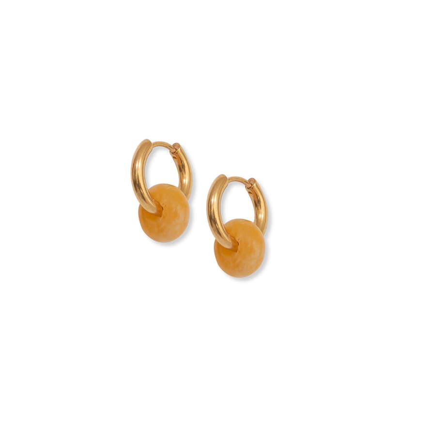 A Weathered Penny  Yellow Jade Agate Hoops