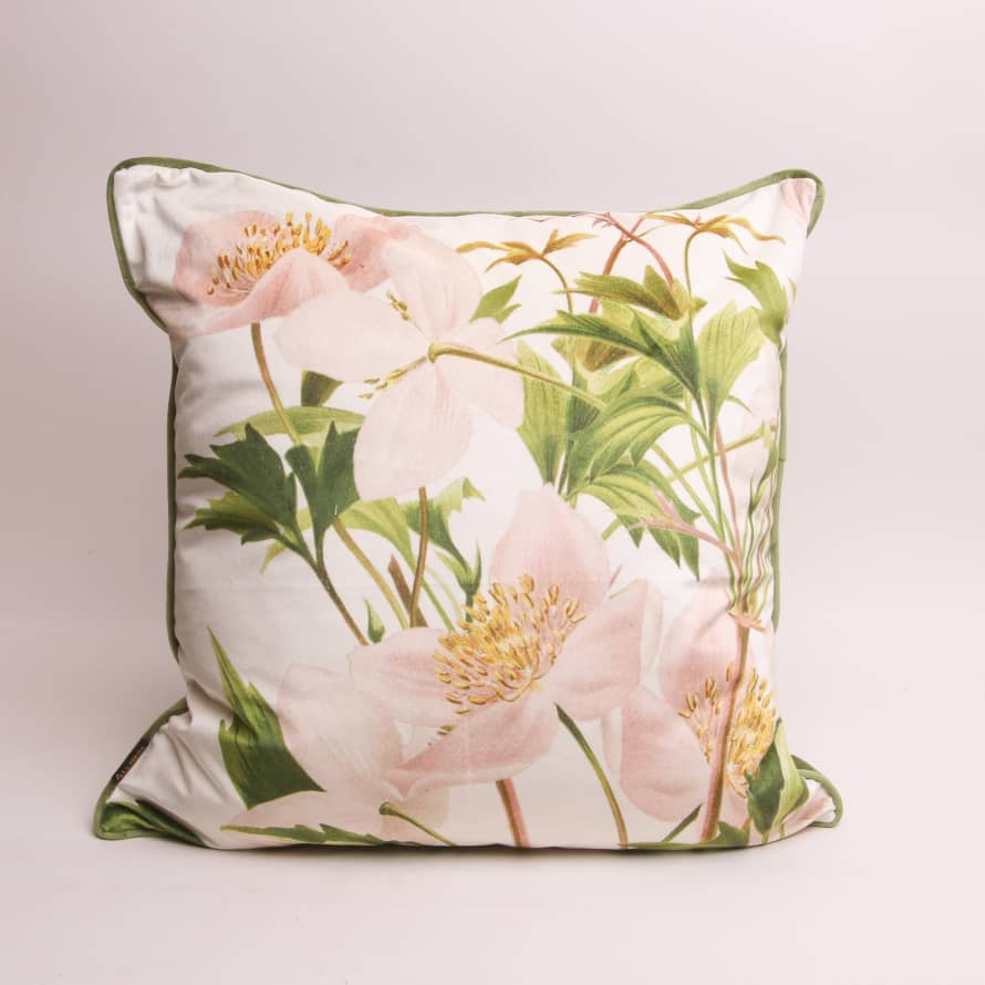 Vanilla Fly Pink Open Bloom Velvet Cushion