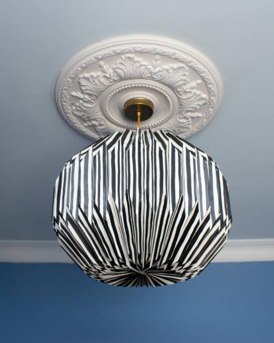 AARVEN Origami Paper Lightshade Globe 'Black Hand Drawn Stripes'