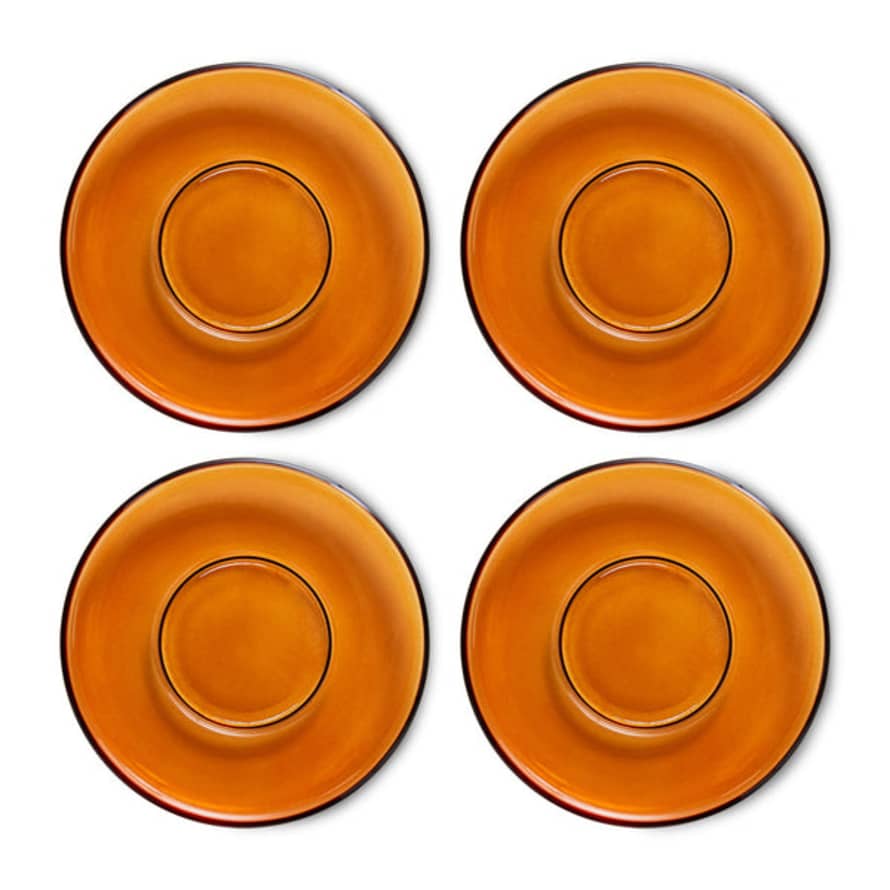 HK Living 70s Glassware: Saucers Amber Brown (Set of 4)