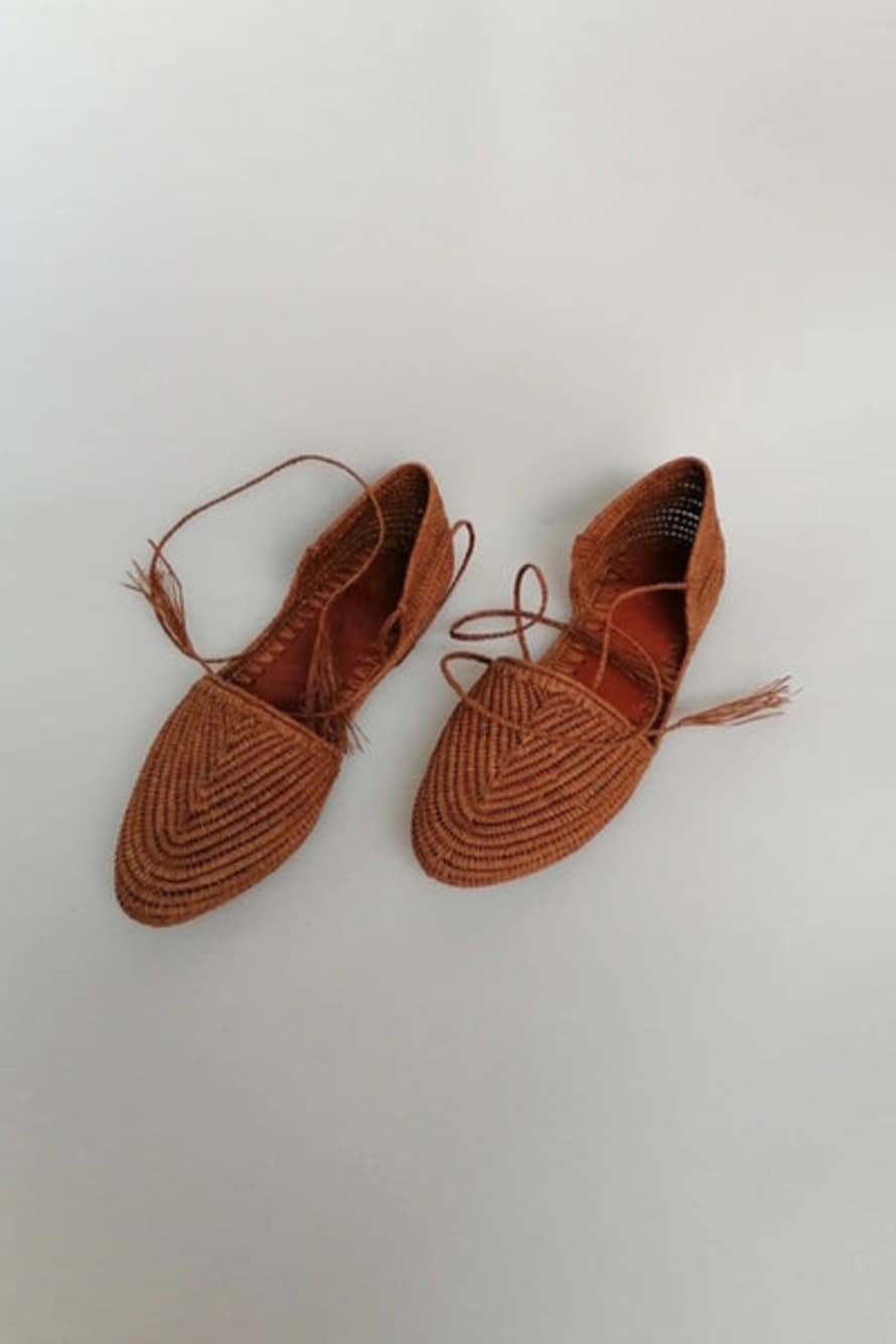 The Mercantile London Raffia Handmade Brown Sandals