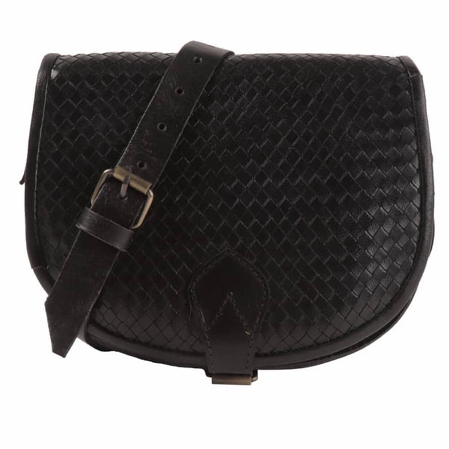 Atelier Marrakech Sam Woven Saddle Bag -black