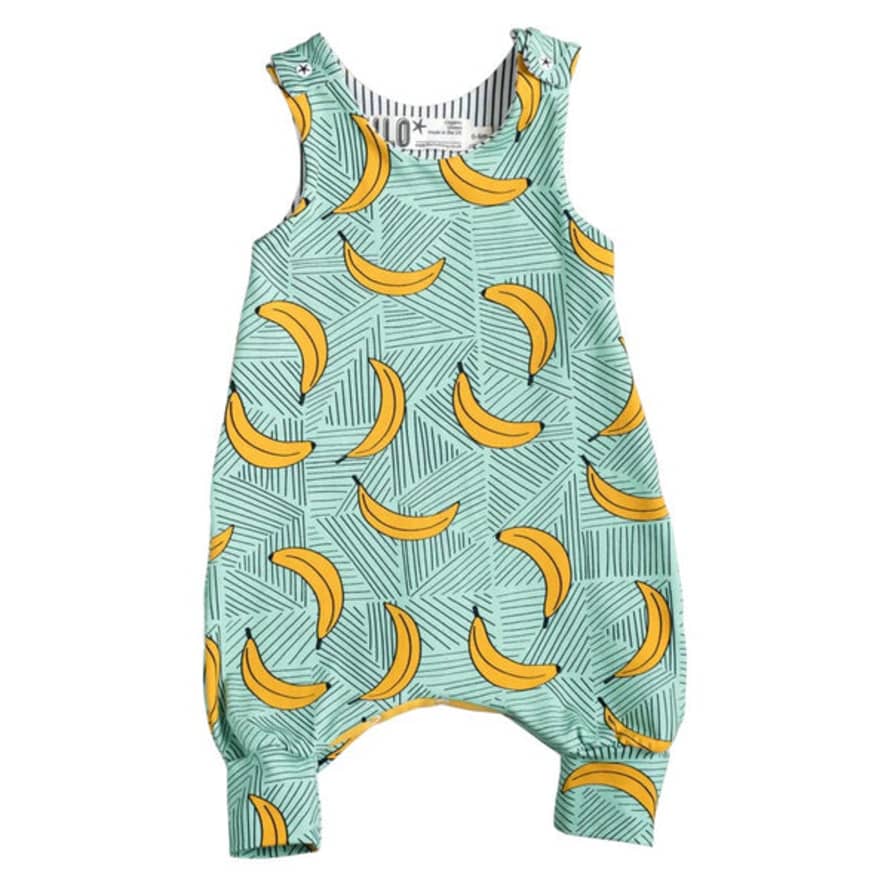 Ilo Romper Babygrow Adjustable Size Organic Cotton Mint Banana