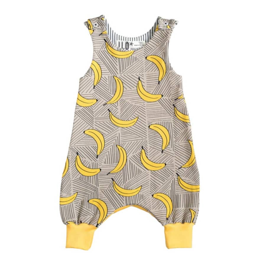 Ilo Romper Babygrow Adjustable Size Organic Cotton Beige Banana