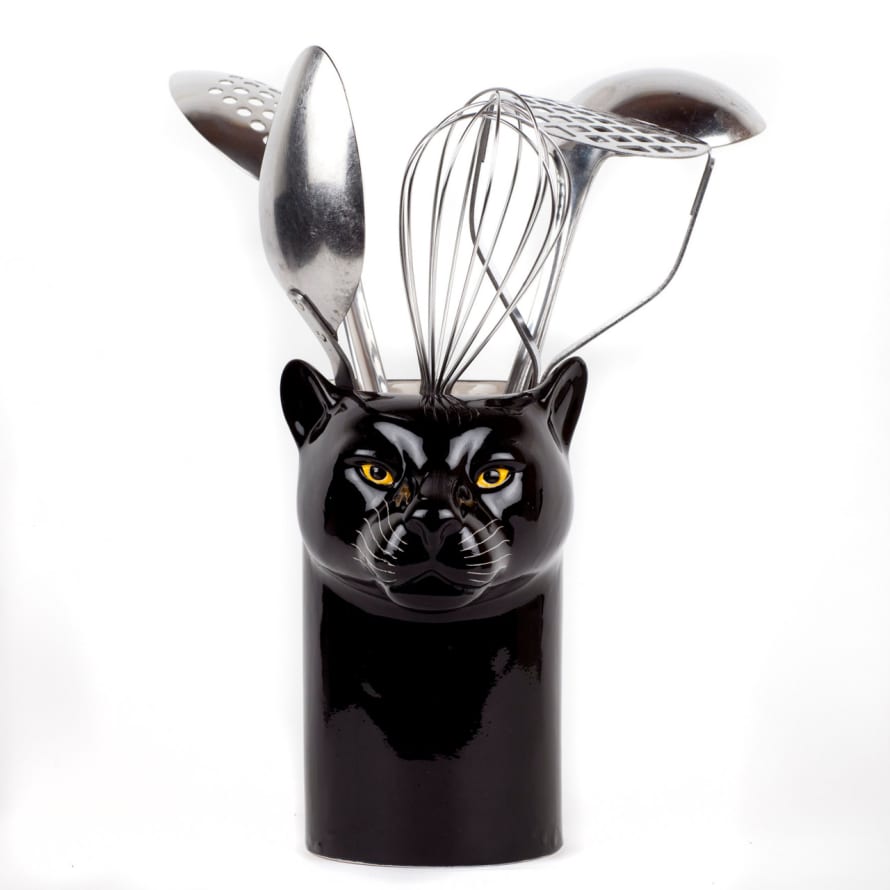 Quail Ceramics Panther Utensil Pot