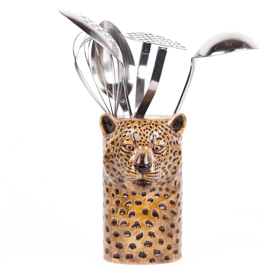 Quail Ceramics Leopard Utensil Pot