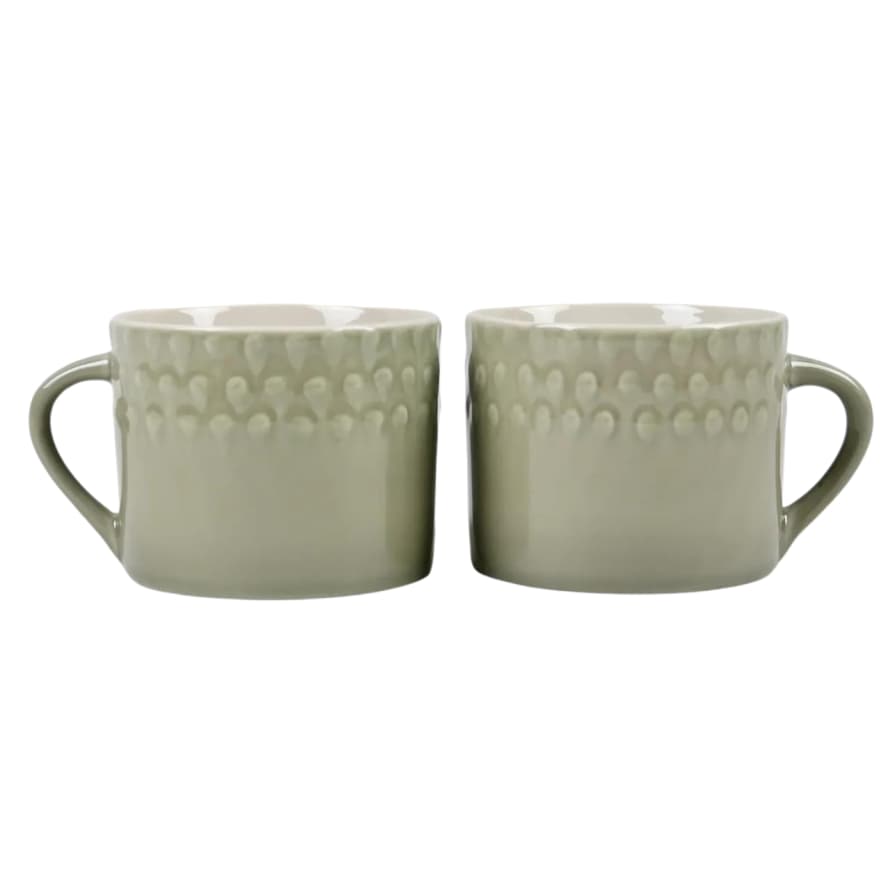 Nkuku Pair of Short Ela Mugs - Sage Green