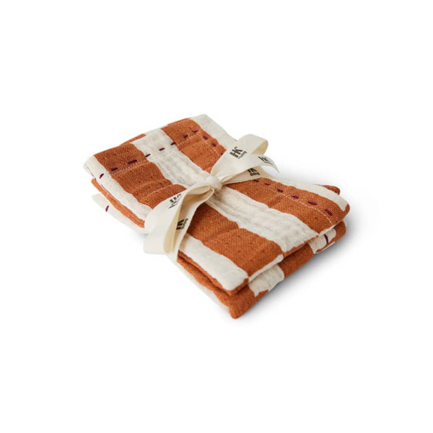 HK Living Cotton Napkins Striped Tangerine (Set of 2)