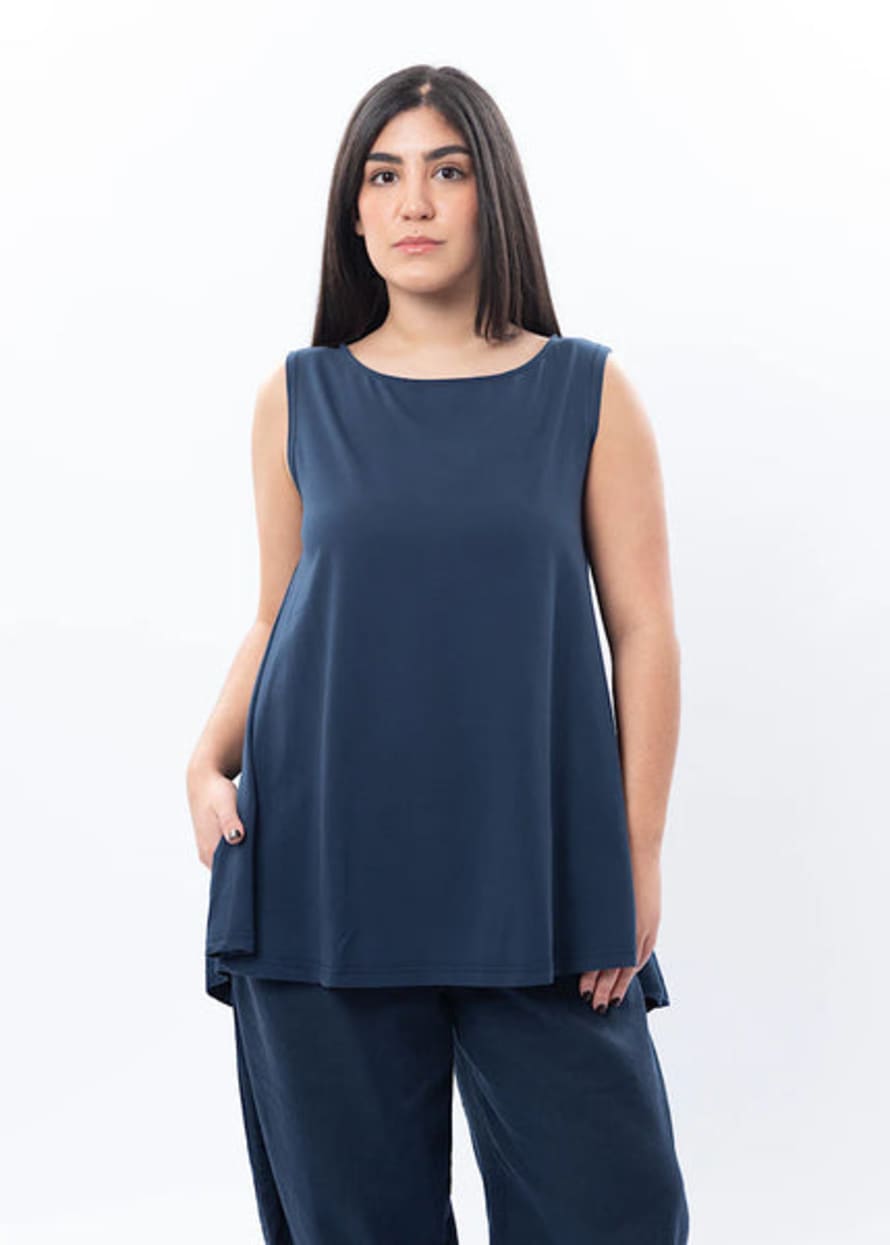 Mama B 90% Cotton Boa Tunic Top In Dark Navy