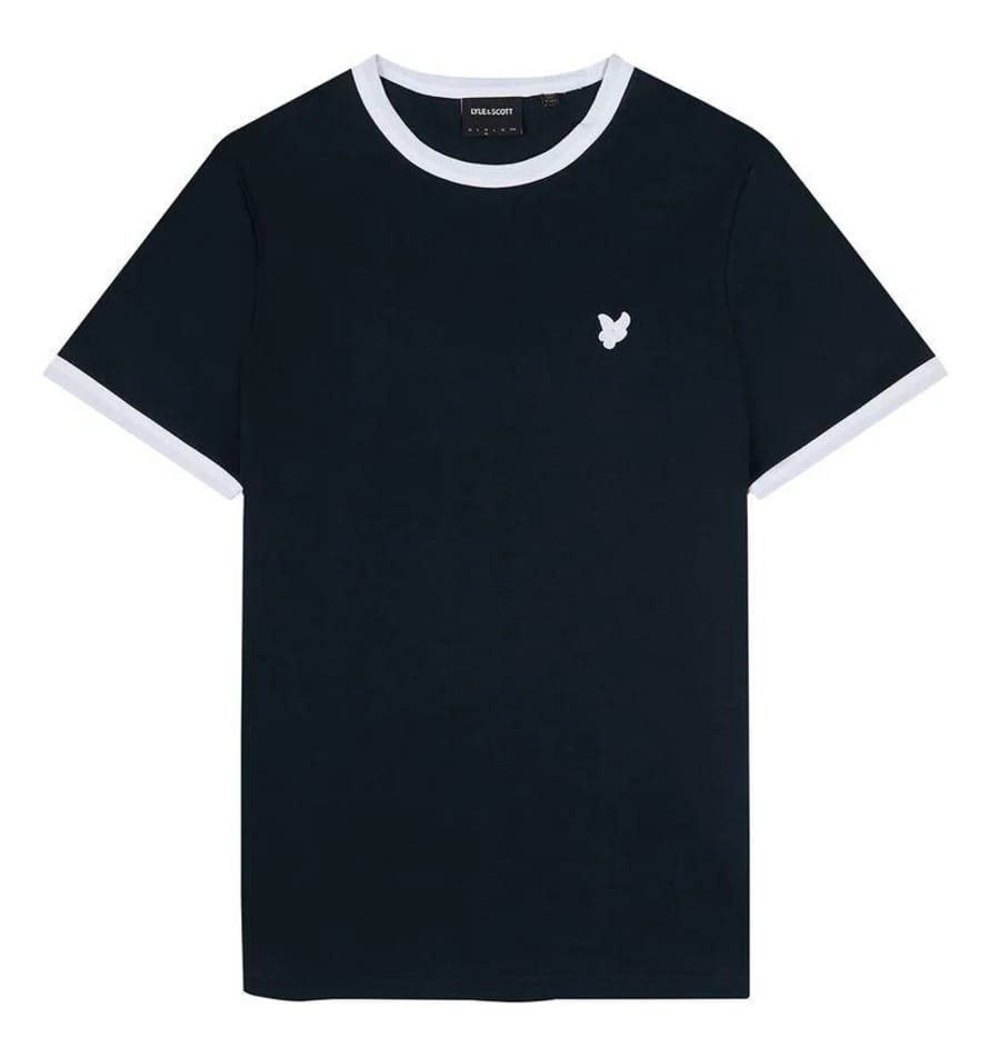 Lyle and Scott Lyle & Scott Tonal Ringer Tee Dark Navy & White