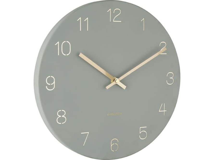 Present Time Charm Small Jungle Green Engraved Numbers Wall Clock