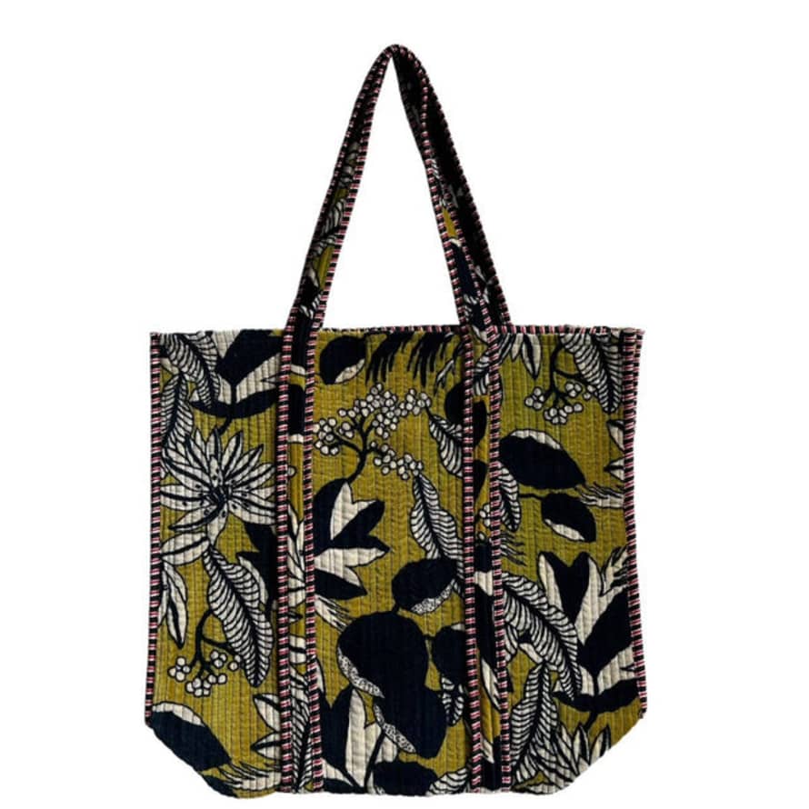 SIXTON LONDON Madagascar Velvet Tote Bag Monochrome Floral - Large