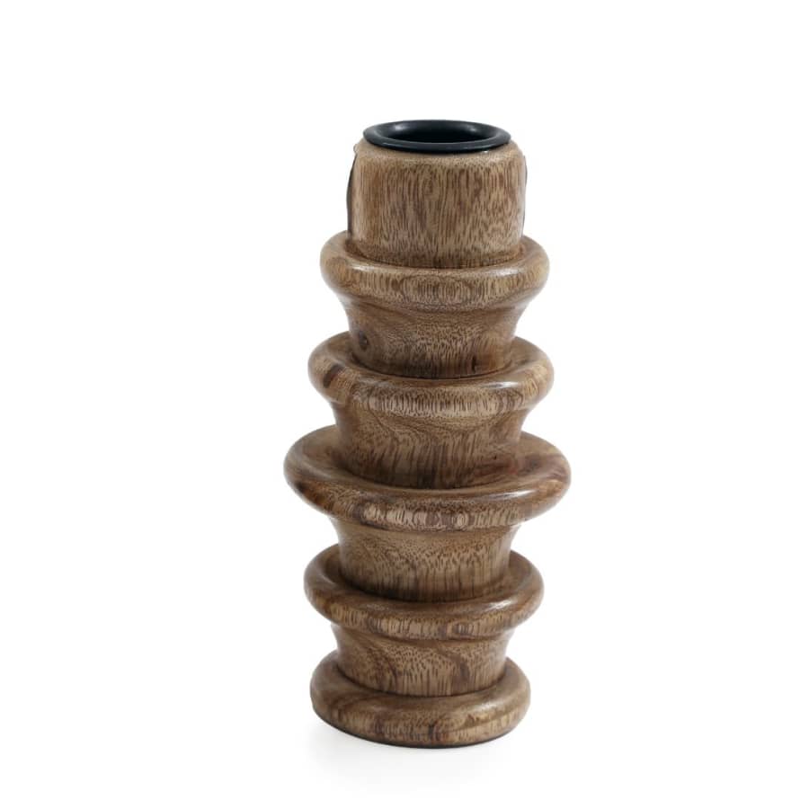 Temerity Jones Ribbed Mango Wood Candle Holder