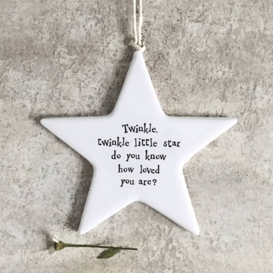 East of India Porcelain Hanging Star - Twinkle, Twinkle...