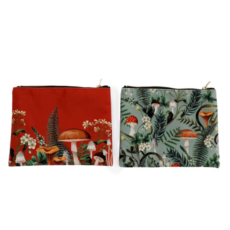 Temerity Jones Mushroom Print Make Up Bag : Burnt Orange or Green