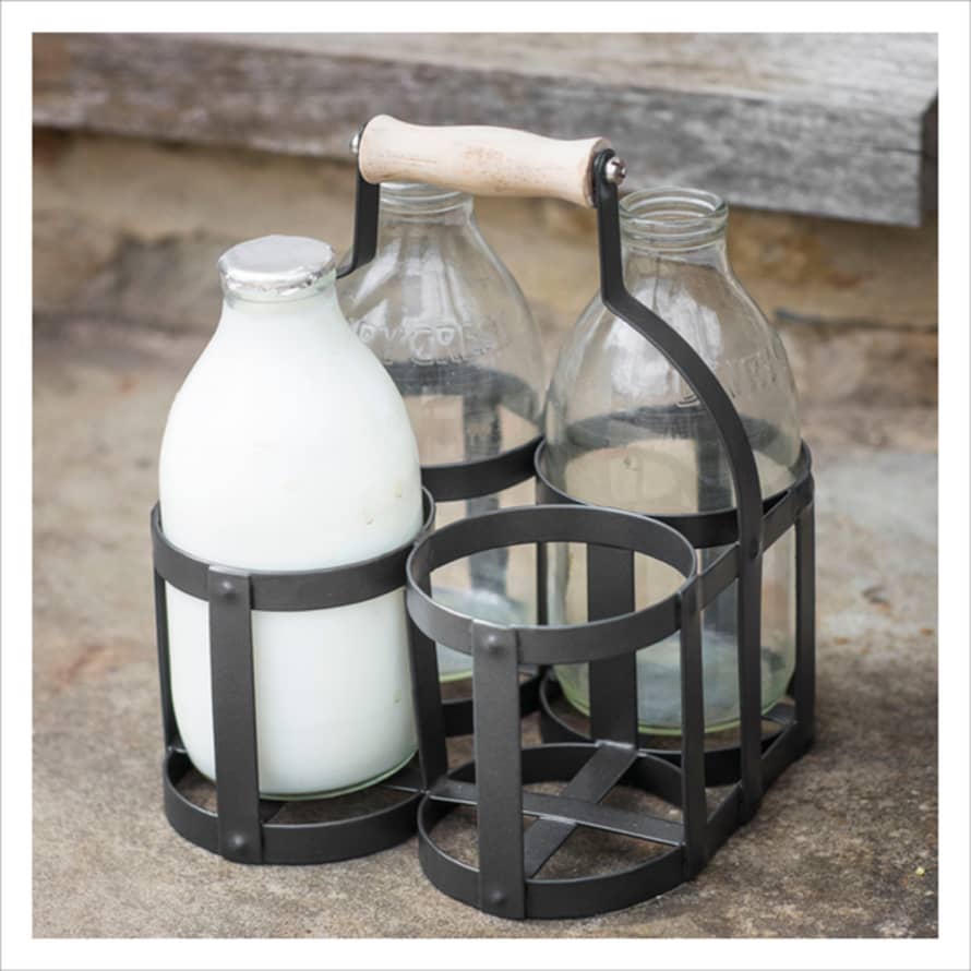 Garden Trading Milk Bottle Holder X 4 Carbon -