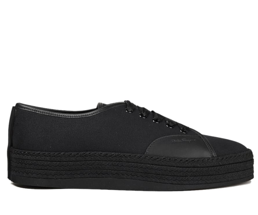 Ferragamo Black Selene Platform Espadrille Sneakers