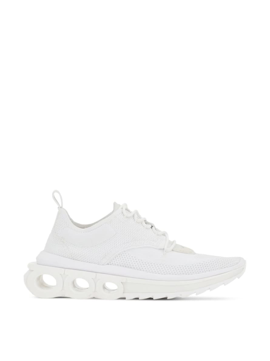 Ferragamo White Nima Gancini Logo Runner Sneakers