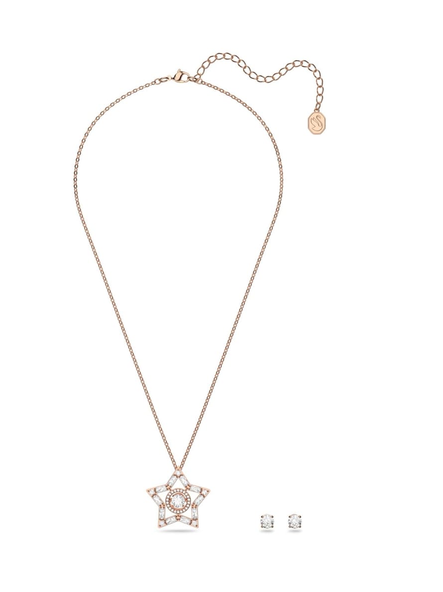 Swarovski Rose Gold and Crystal Stella Necklace and Earrings Set