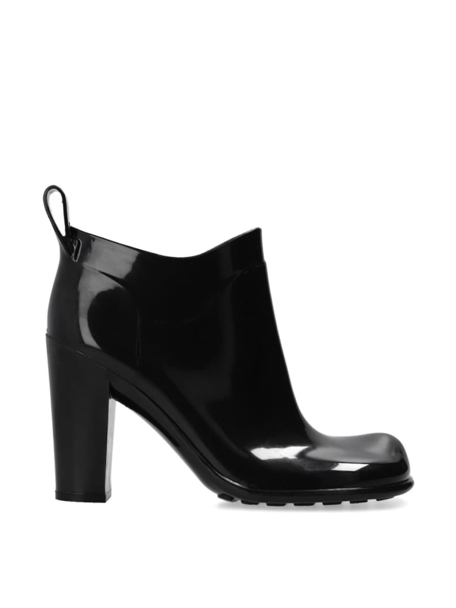 Bottega Veneta  Black Shine Square Toe Ankle Boots