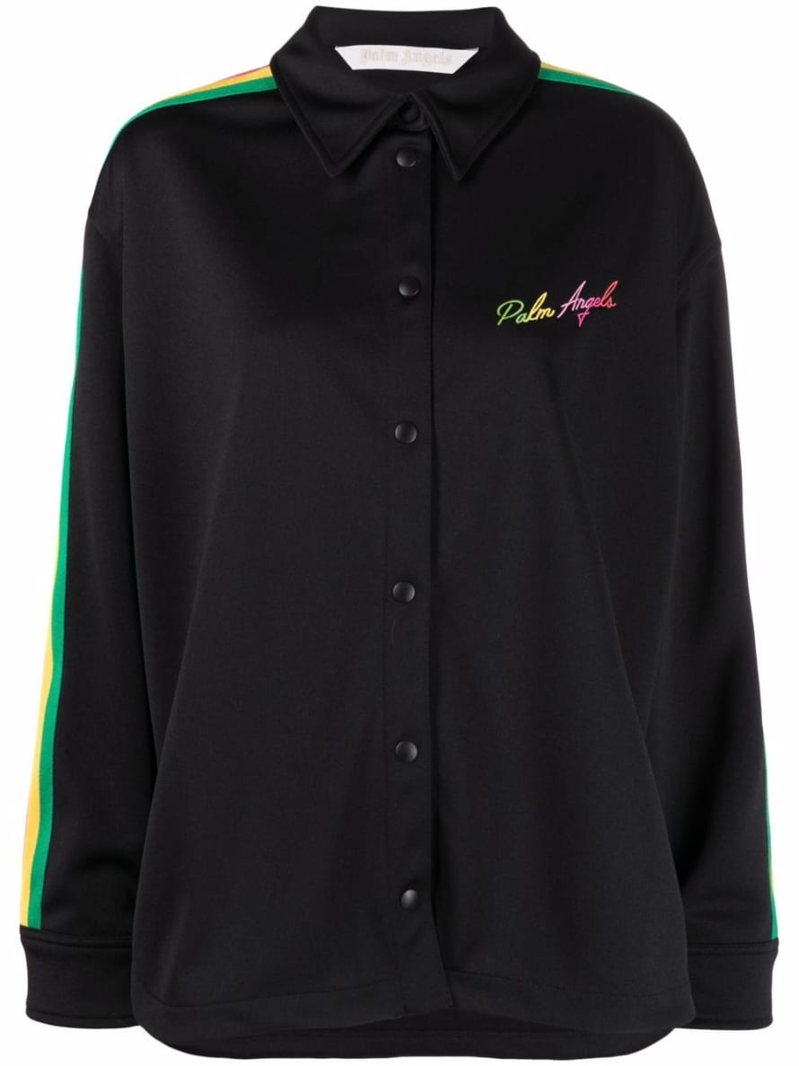 Palm Angels Black Multicolor Miami Logo Track Shirt