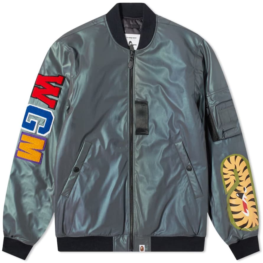 A Bathing Ape Black Ma 1 Aurora Shark Loose Fit Bomber Jacket