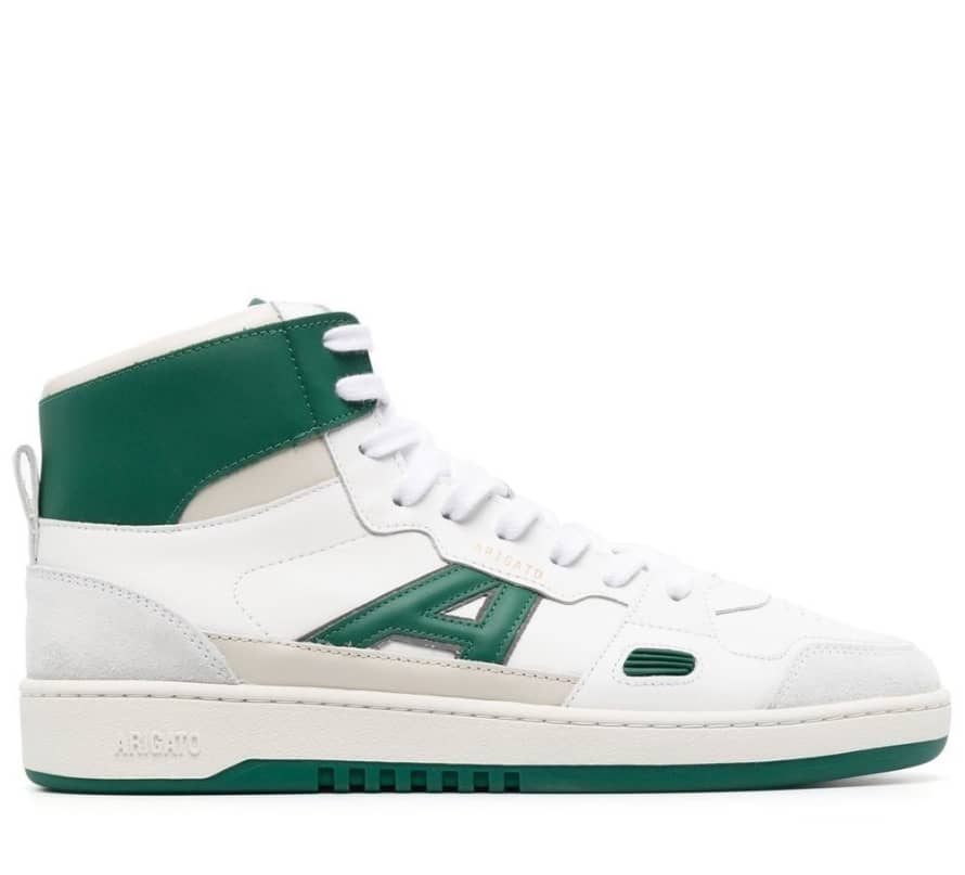 Axel Arigato White and Kale Green A Dice High Top Sneakers