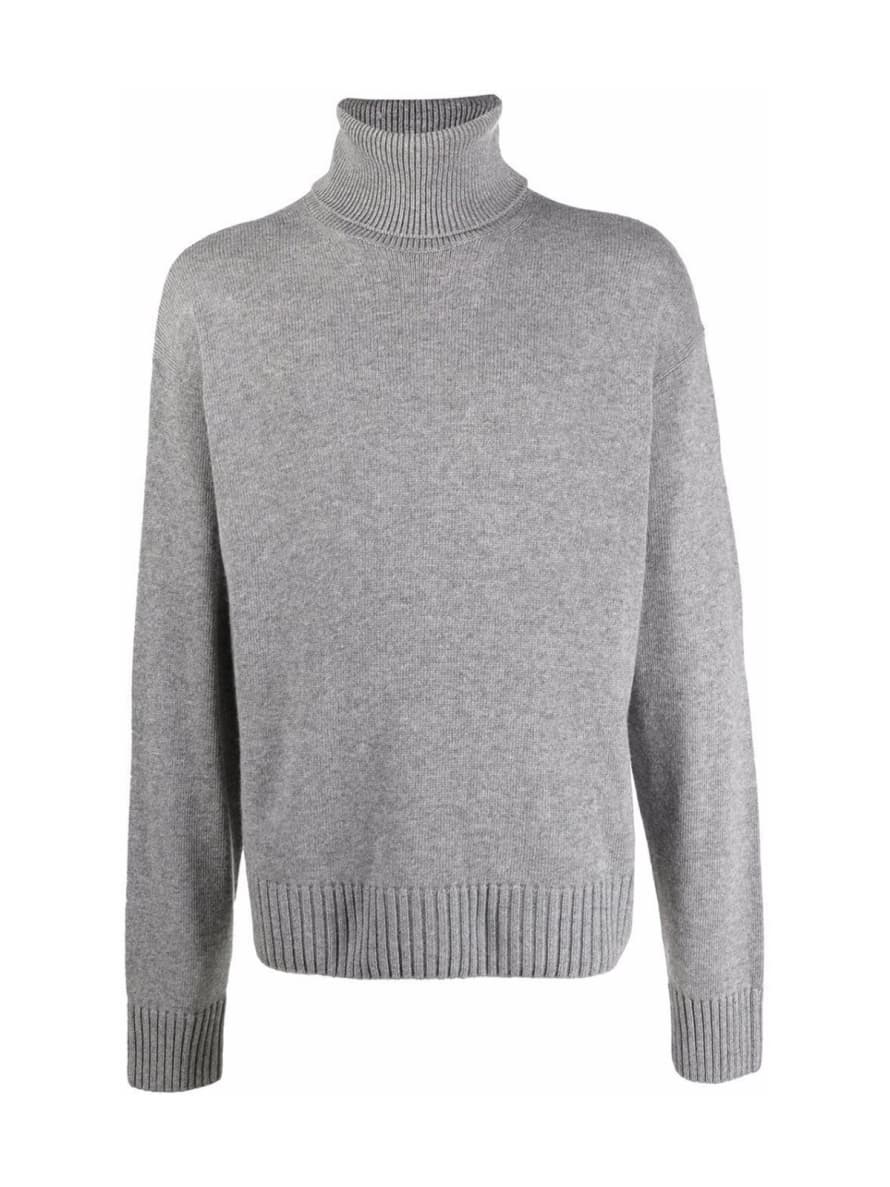 Off White Medium Grey Basic Knit Turtleneck Sweater