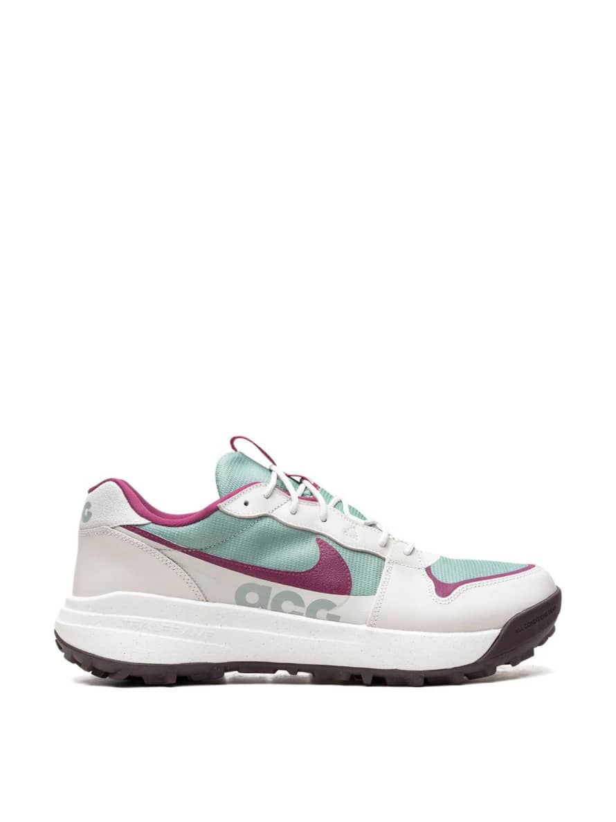 Nike Mica Green and Rosewood Light Bone ACG Lowcate Sneakers