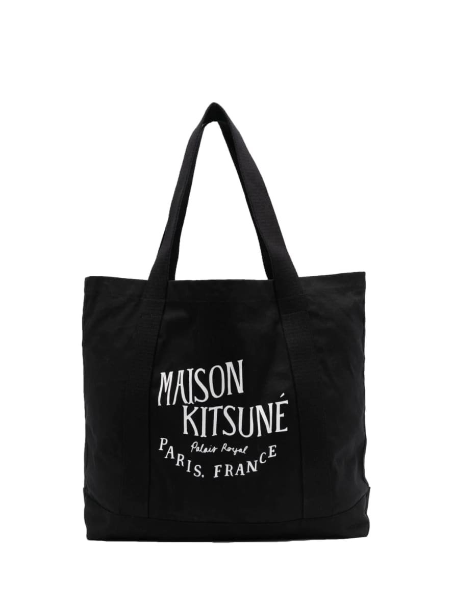 Maison KitsunÃ© Black Palais Royal Logo Shopping Bag