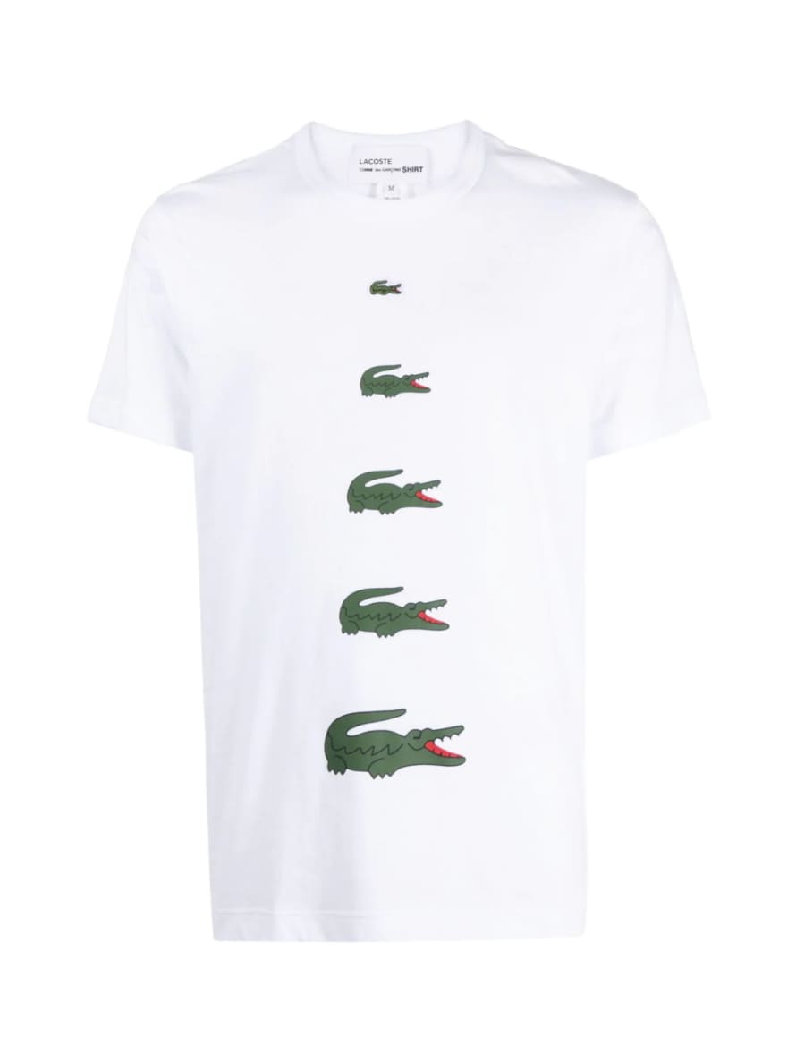 Comme Des Garcons White Lacoste Logo T Shirt