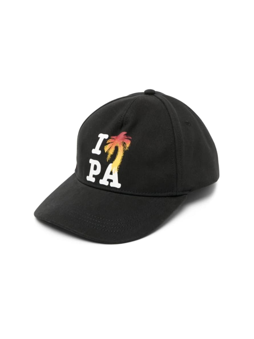 Palm Angels Black I Love Pa Logo Baseball Cap